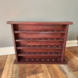 Vtg Brown Wooden Golfball Display Trophy Case Shelf (40 Ball) Wall Mount Office